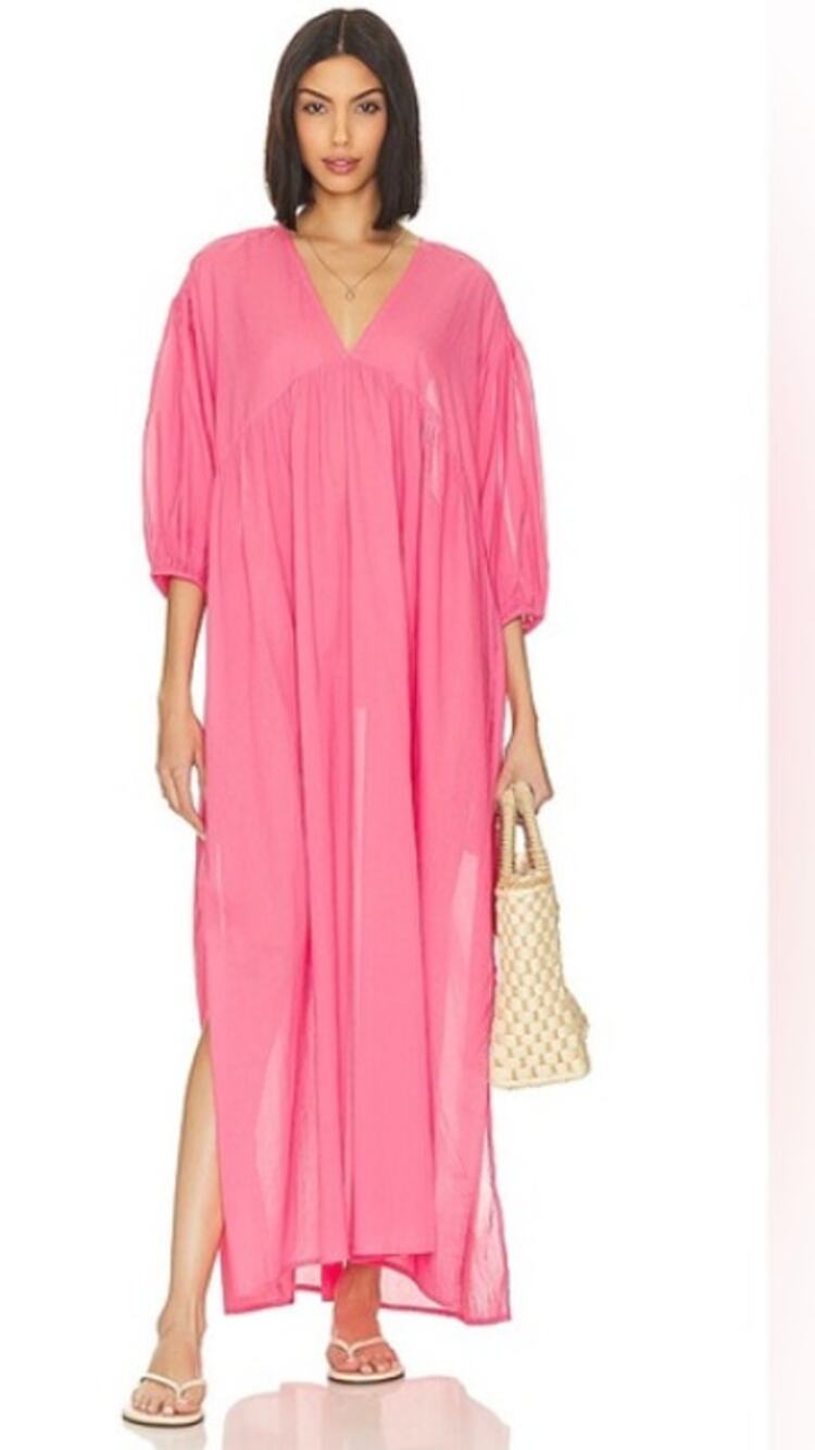 ACACIA Elenora Cotton Maxi Dress in Astor Pink Size Medium/ Large